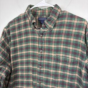 Lands' End Shirt Mens LT Tall Multicolor Plaid Flannel Long Sleeve Button Down‎